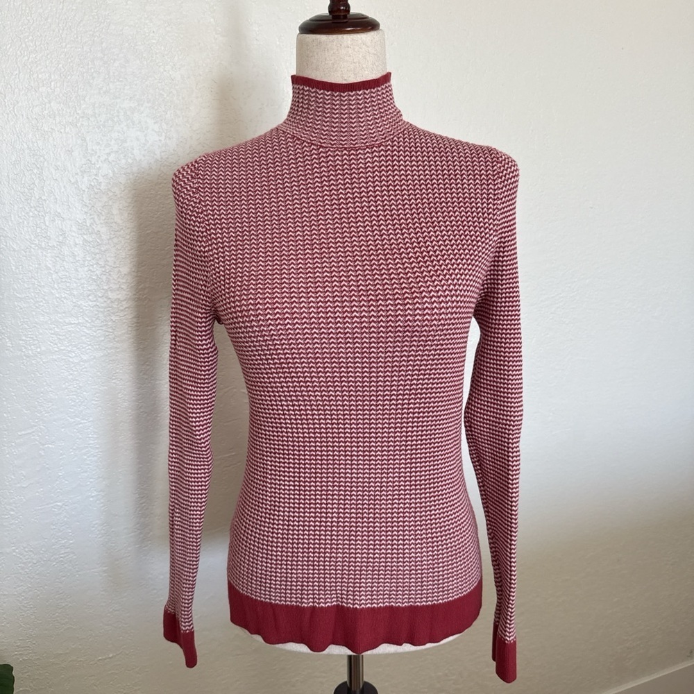 Pure Navy Knitted Red Turtleneck